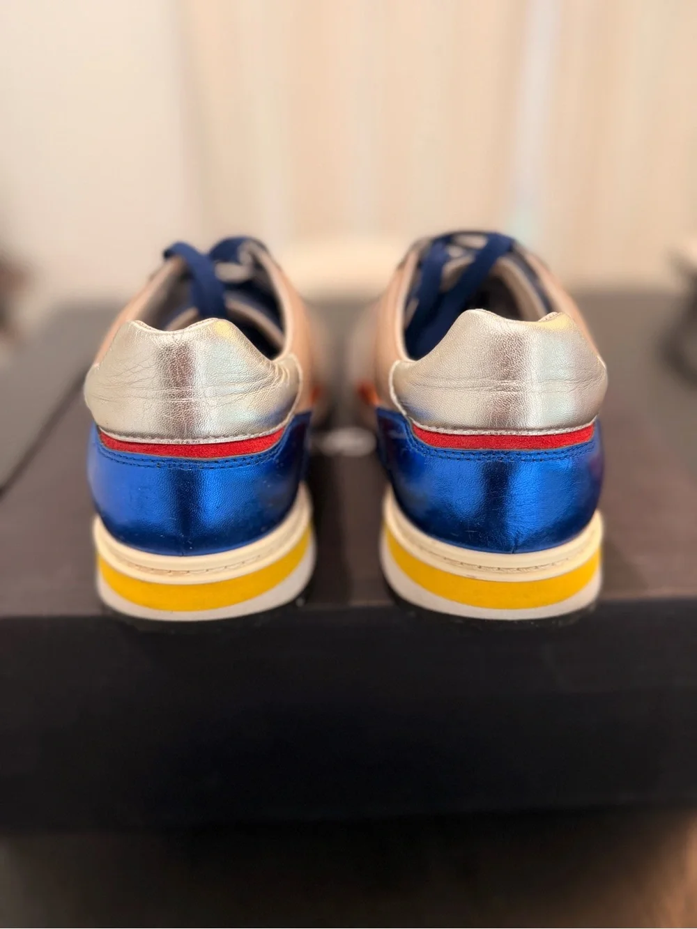 Dolce & Gabbana Red, Blue, Gray Multicolor Leather & Suede Sneakers D&G 9 US 10